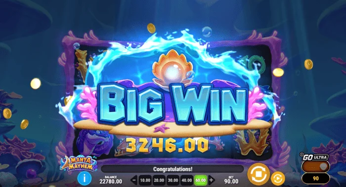 Manta Mayhem - câștig mare în Free Spins cu multiplicator x10